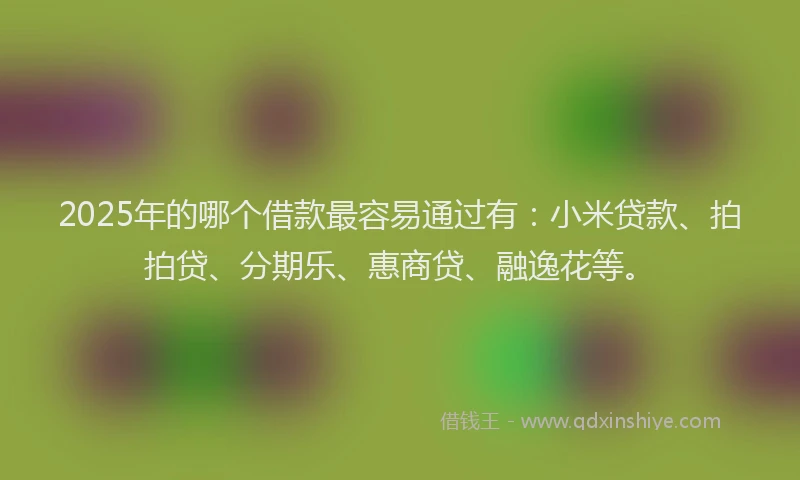 2025年的哪个借款最容易通过有：小米贷款、拍拍贷、分期乐、惠商贷、融逸花等。