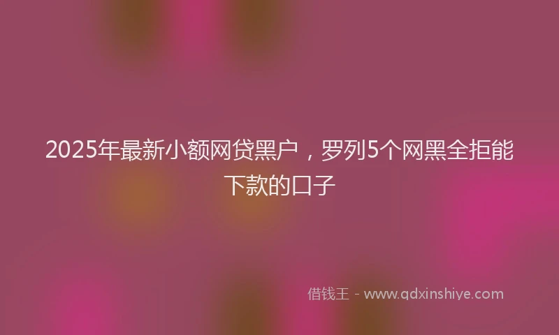 2025年最新小额网贷黑户，罗列5个网黑全拒能下款的口子