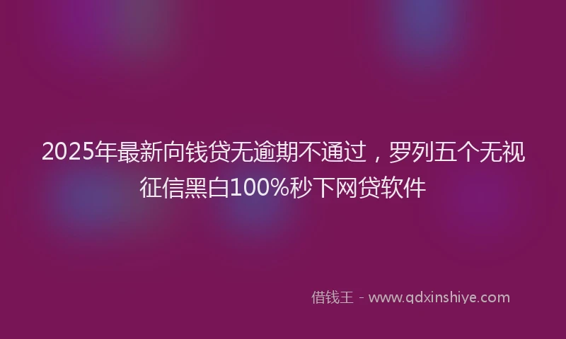 2025年最新向钱贷无逾期不通过，罗列五个无视征信黑白100%秒下网贷软件