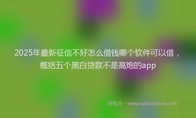 2025年最新征信不好怎么借钱哪个软件可以借，概括五个黑白贷款不是高炮的app