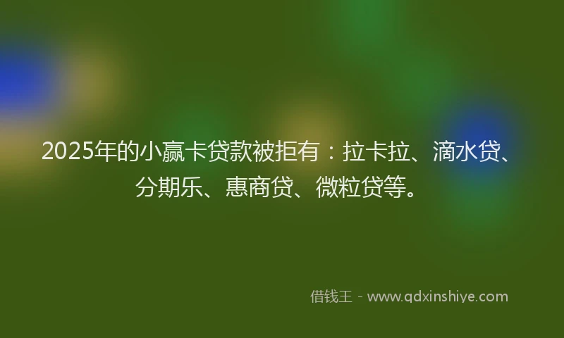 2025年的小赢卡贷款被拒有：拉卡拉、滴水贷、分期乐、惠商贷、微粒贷等。