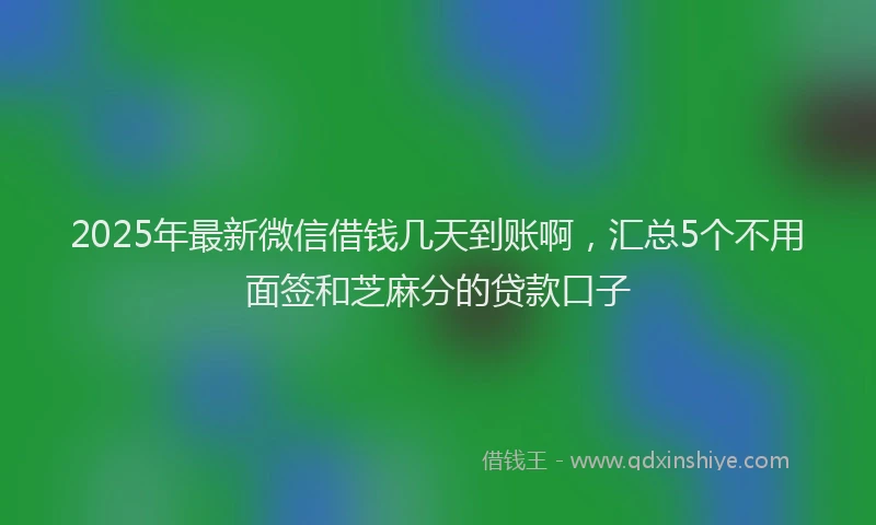 2025年最新微信借钱几天到账啊，汇总5个不用面签和芝麻分的贷款口子