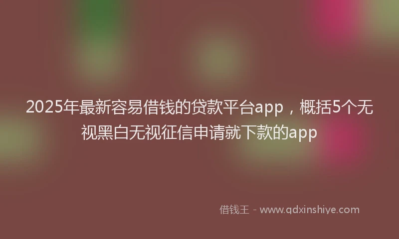 2025年最新容易借钱的贷款平台app，概括5个无视黑白无视征信申请就下款的app