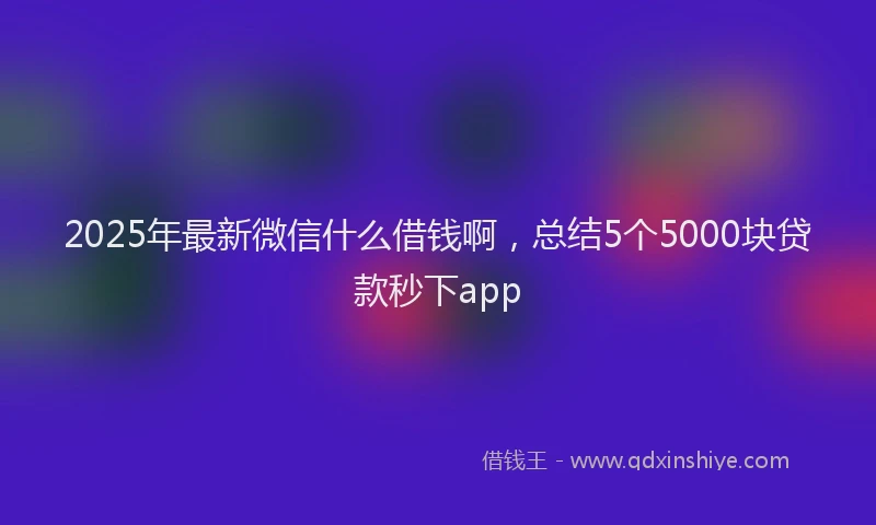 2025年最新微信什么借钱啊，总结5个5000块贷款秒下app