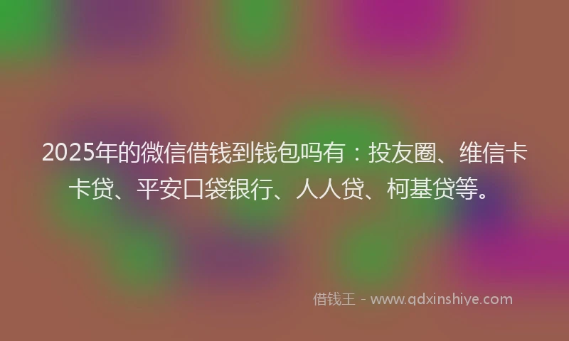 2025年的微信借钱到钱包吗有：投友圈、维信卡卡贷、平安口袋银行、人人贷、柯基贷等。