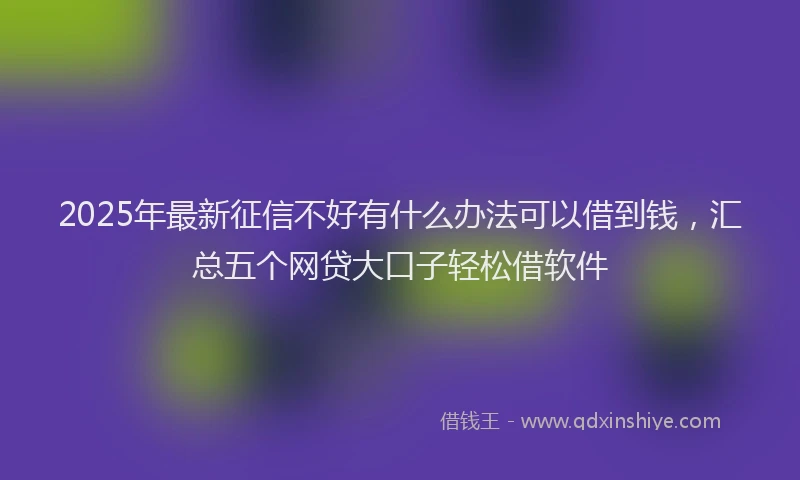 2025年最新征信不好有什么办法可以借到钱，汇总五个网贷大口子轻松借软件