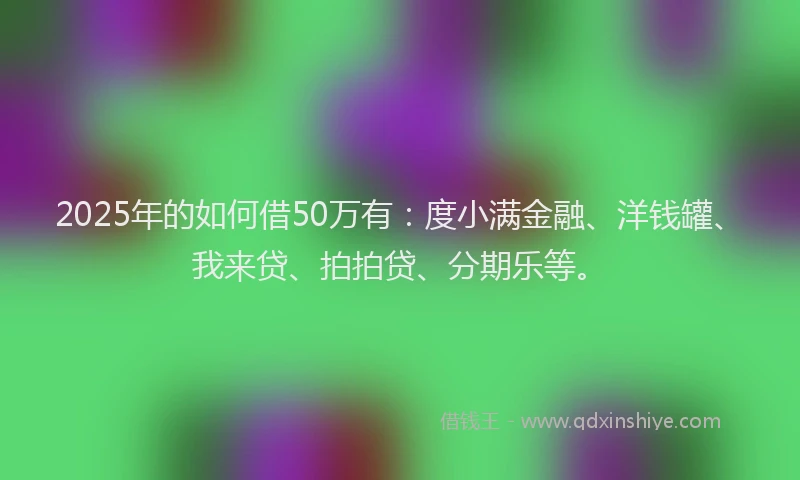 2025年的如何借50万有：度小满金融、洋钱罐、我来贷、拍拍贷、分期乐等。