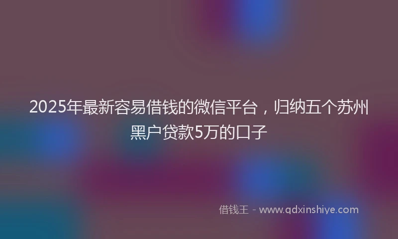 2025年最新容易借钱的微信平台，归纳五个苏州黑户贷款5万的口子