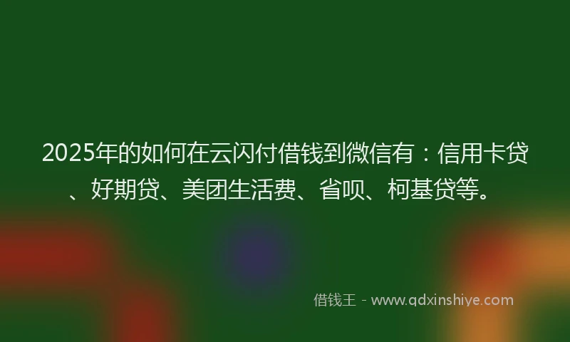 2025年的如何在云闪付借钱到微信有：信用卡贷、好期贷、美团生活费、省呗、柯基贷等。