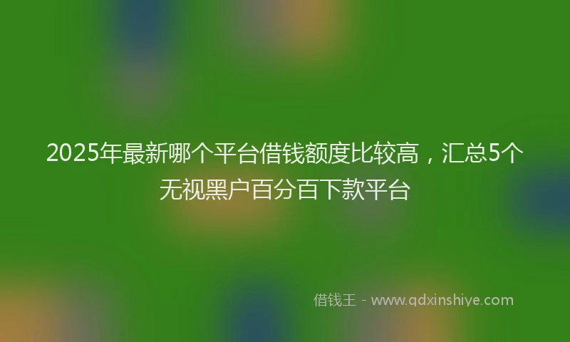 2025年最新哪个平台借钱额度比较高，汇总5个无视黑户百分百下款平台