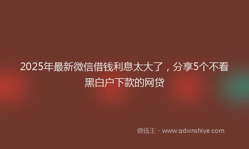 2025年最新微信借钱利息太大了，分享5个不看黑白户下款的网贷