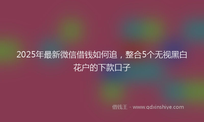 2025年最新微信借钱如何追，整合5个无视黑白花户的下款口子