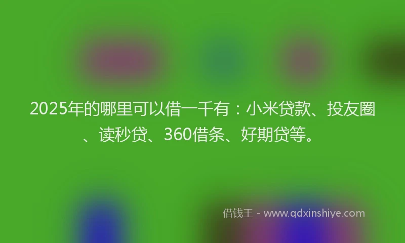2025年的哪里可以借一千有：小米贷款、投友圈、读秒贷、360借条、好期贷等。