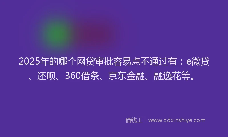 2025年的哪个网贷审批容易点不通过有：e微贷、还呗、360借条、京东金融、融逸花等。