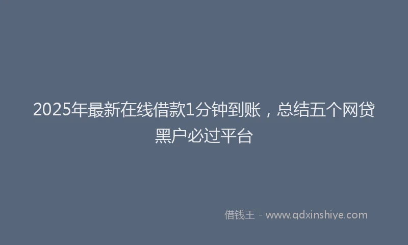 2025年最新在线借款1分钟到账，总结五个网贷黑户必过平台