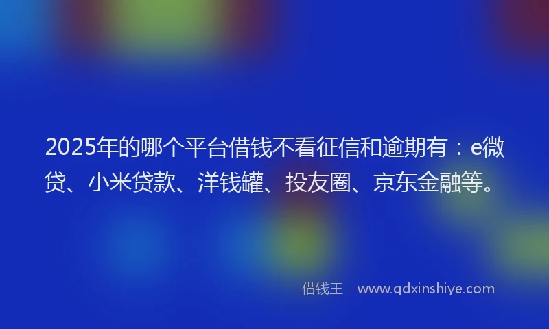 2025年的哪个平台借钱不看征信和逾期有：e微贷、小米贷款、洋钱罐、投友圈、京东金融等。