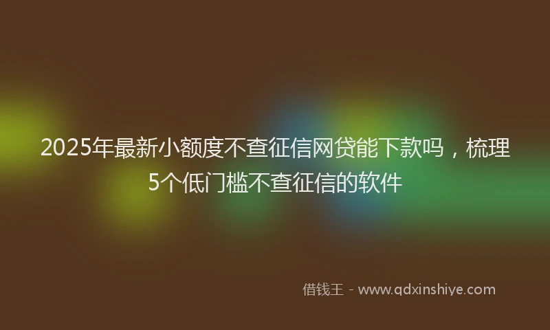 2025年最新小额度不查征信网贷能下款吗，梳理5个低门槛不查征信的软件