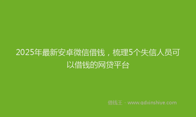 2025年最新安卓微信借钱，梳理5个失信人员可以借钱的网贷平台