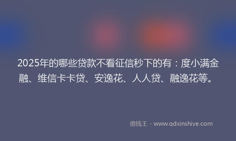 2025年的哪些贷款不看征信秒下的有：度小满金融、维信卡卡贷、安逸花、人人贷、融逸花等。