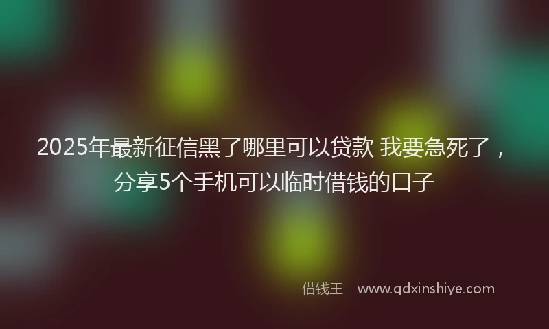 2025年最新征信黑了哪里可以贷款 我要急死了，分享5个手机可以临时借钱的口子
