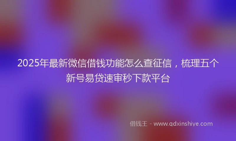 2025年最新微信借钱功能怎么查征信，梳理五个新号易贷速审秒下款平台