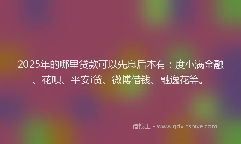2025年的哪里贷款可以先息后本有：度小满金融、花呗、平安i贷、微博借钱、融逸花等。