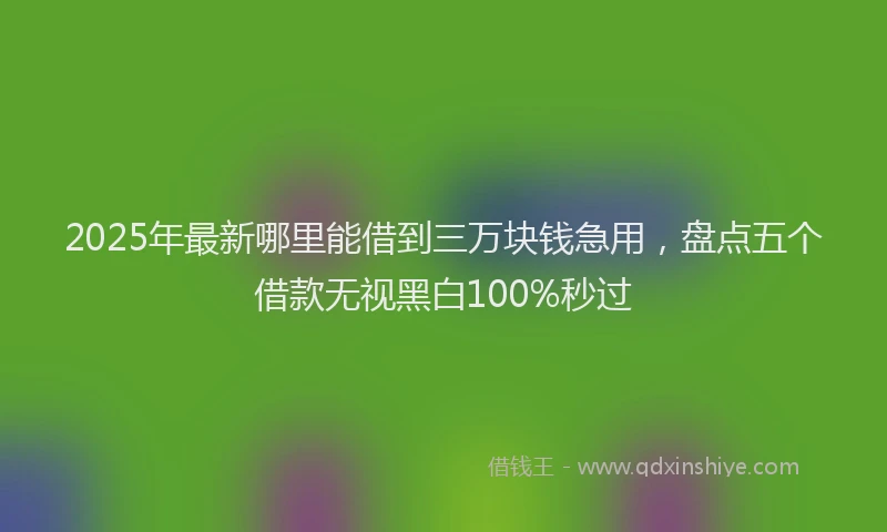 2025年最新哪里能借到三万块钱急用，盘点五个借款无视黑白100%秒过