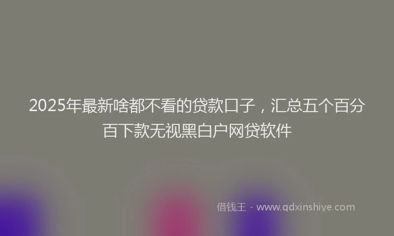 2025年最新啥都不看的贷款口子，汇总五个百分百下款无视黑白户网贷软件