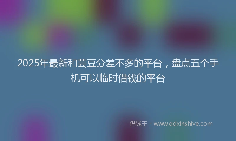 2025年最新和芸豆分差不多的平台，盘点五个手机可以临时借钱的平台