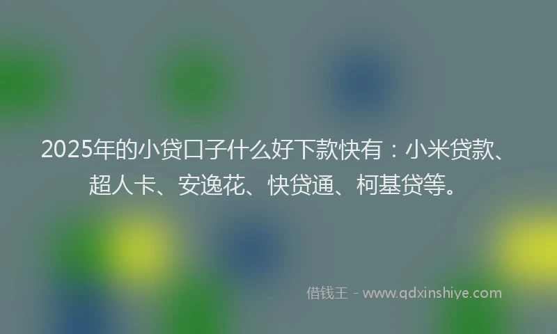2025年的小贷口子什么好下款快有：小米贷款、超人卡、安逸花、快贷通、柯基贷等。