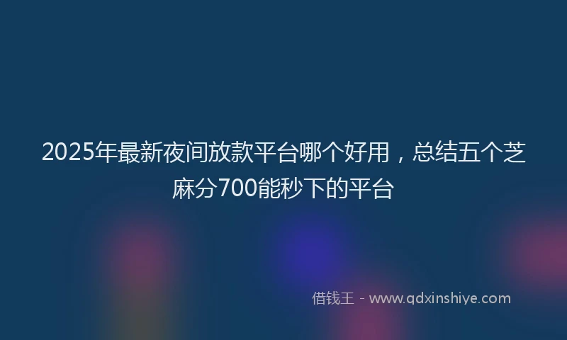 2025年最新夜间放款平台哪个好用，总结五个芝麻分700能秒下的平台