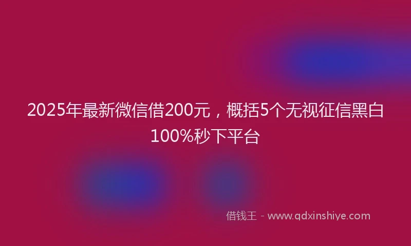 2025年最新微信借200元，概括5个无视征信黑白100%秒下平台