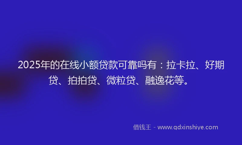 2025年的在线小额贷款可靠吗有：拉卡拉、好期贷、拍拍贷、微粒贷、融逸花等。