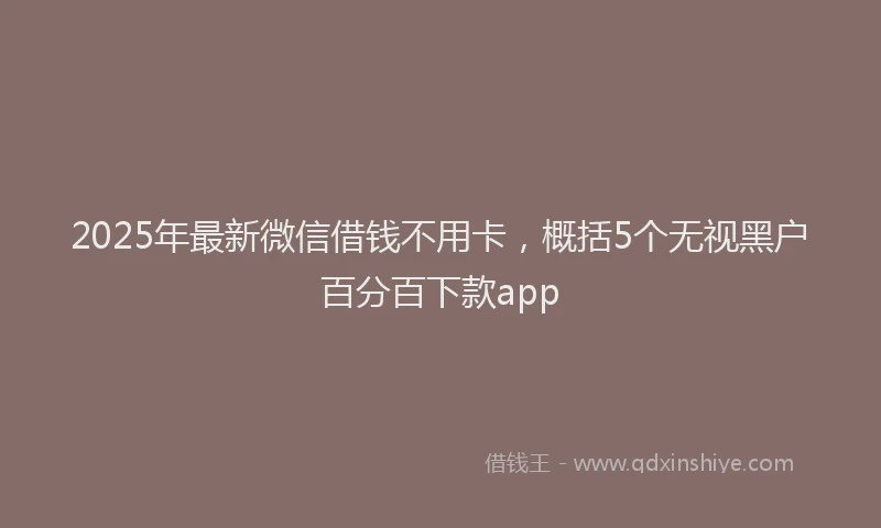 2025年最新微信借钱不用卡，概括5个无视黑户百分百下款app