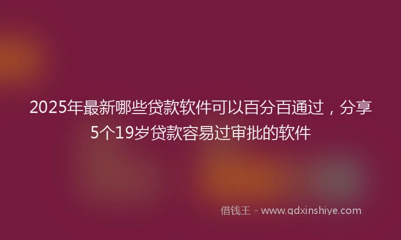 2025年最新哪些贷款软件可以百分百通过，分享5个19岁贷款容易过审批的软件