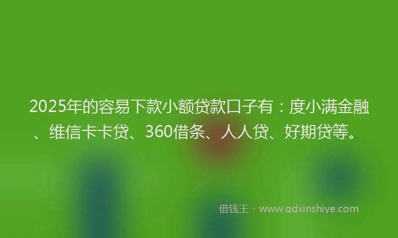 2025年的容易下款小额贷款口子有：度小满金融、维信卡卡贷、360借条、人人贷、好期贷等。