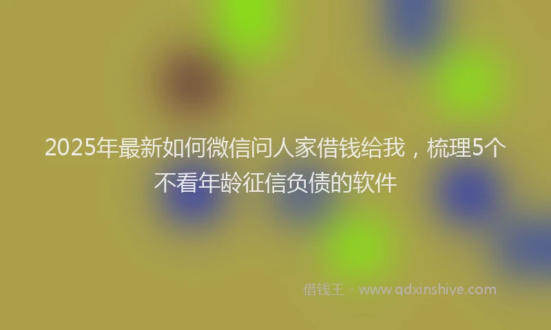 2025年最新如何微信问人家借钱给我，梳理5个不看年龄征信负债的软件