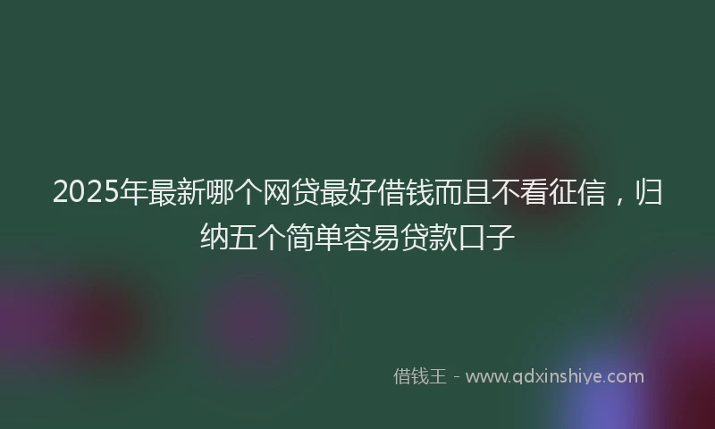 2025年最新哪个网贷最好借钱而且不看征信，归纳五个简单容易贷款口子