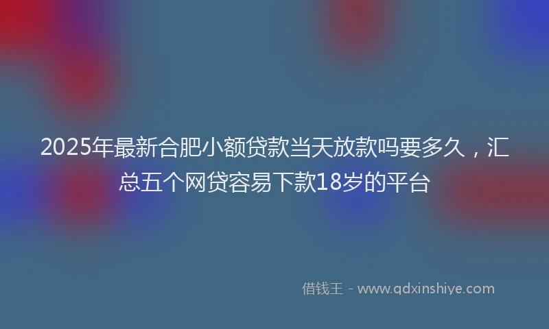 2025年最新合肥小额贷款当天放款吗要多久，汇总五个网贷容易下款18岁的平台