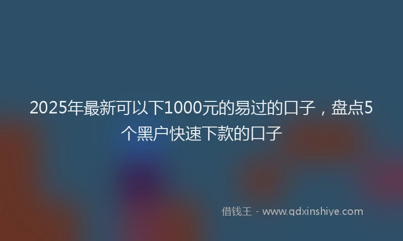 2025年最新可以下1000元的易过的口子，盘点5个黑户快速下款的口子