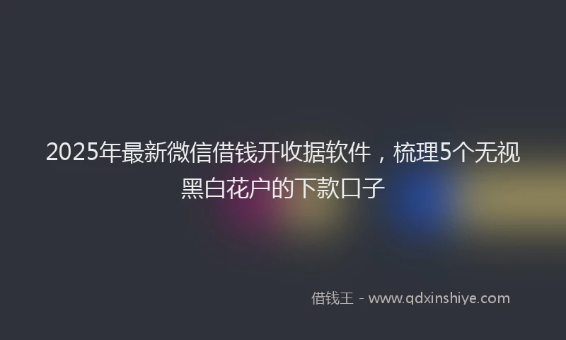2025年最新微信借钱开收据软件，梳理5个无视黑白花户的下款口子