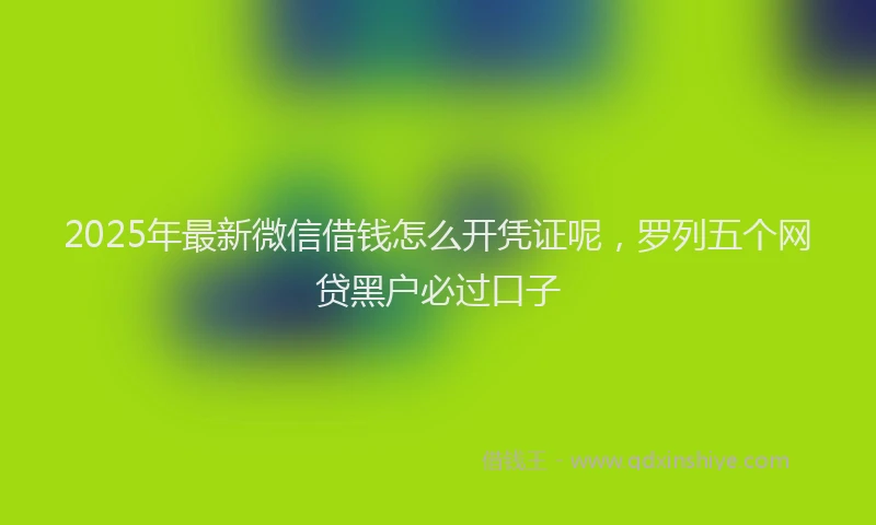 2025年最新微信借钱怎么开凭证呢，罗列五个网贷黑户必过口子