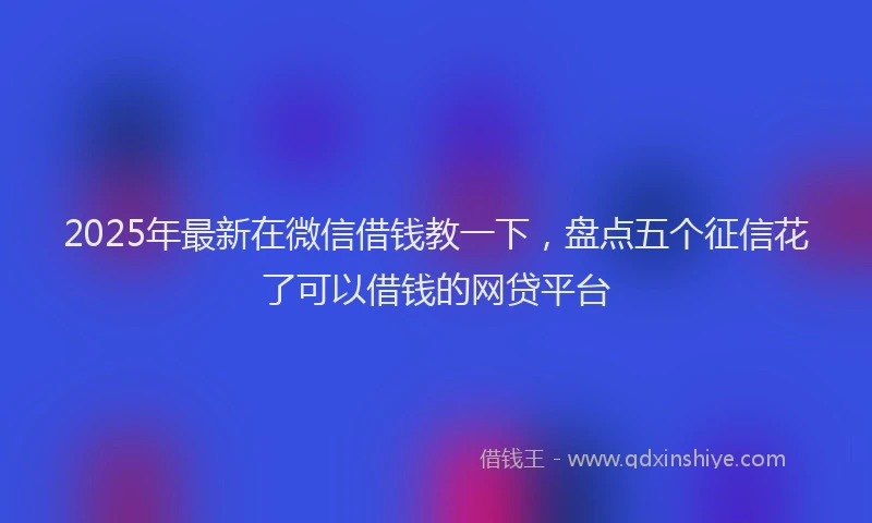 2025年最新在微信借钱教一下，盘点五个征信花了可以借钱的网贷平台
