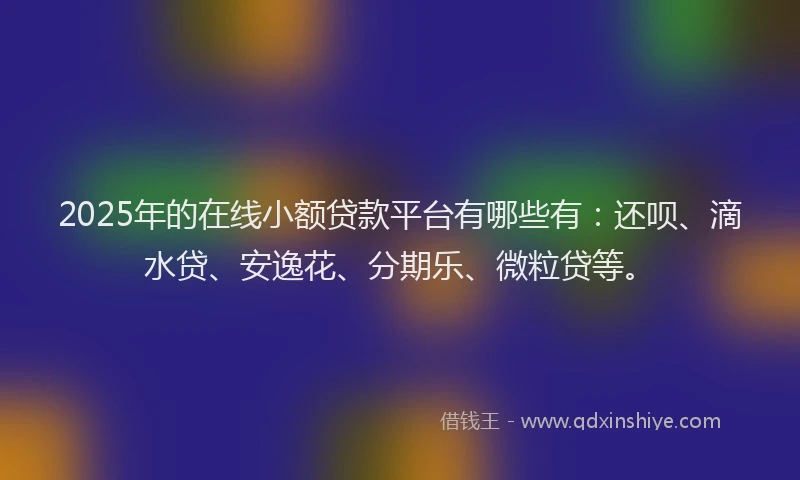 2025年的在线小额贷款平台有哪些有：还呗、滴水贷、安逸花、分期乐、微粒贷等。