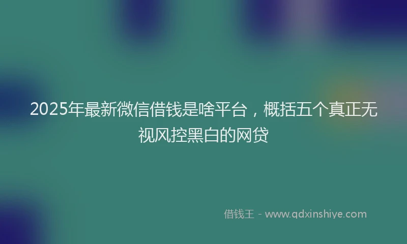 2025年最新微信借钱是啥平台，概括五个真正无视风控黑白的网贷