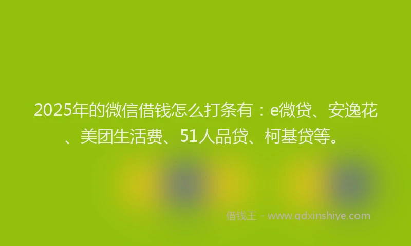2025年的微信借钱怎么打条有：e微贷、安逸花、美团生活费、51人品贷、柯基贷等。