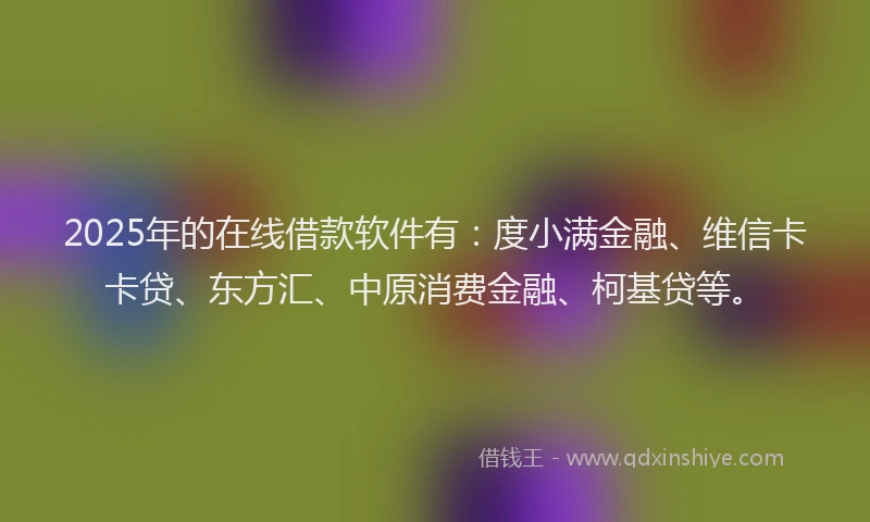 2025年的在线借款软件有：度小满金融、维信卡卡贷、东方汇、中原消费金融、柯基贷等。