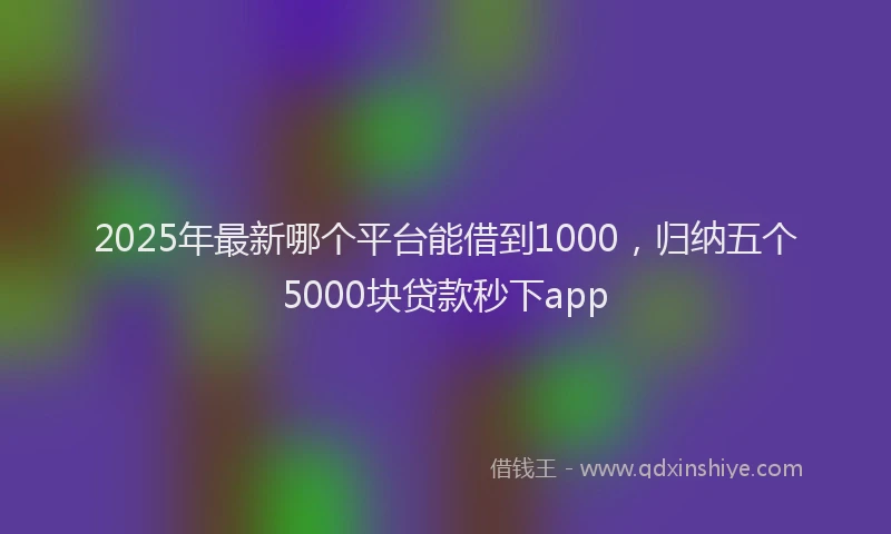2025年最新哪个平台能借到1000，归纳五个5000块贷款秒下app