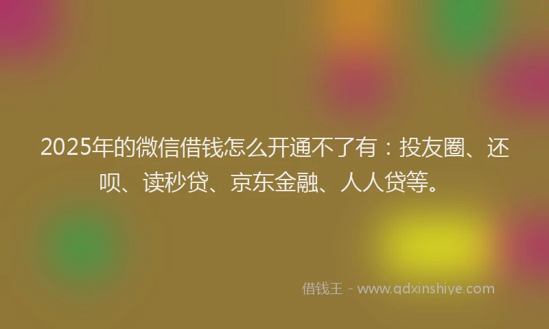 2025年的微信借钱怎么开通不了有：投友圈、还呗、读秒贷、京东金融、人人贷等。