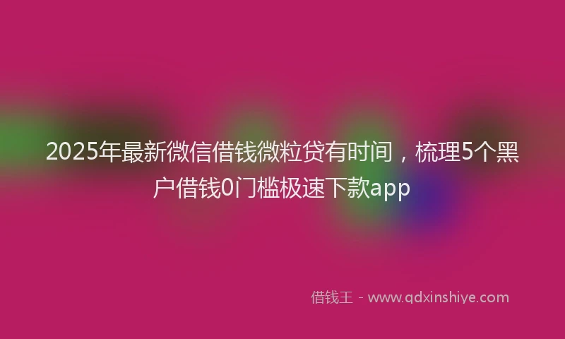 2025年最新微信借钱微粒贷有时间，梳理5个黑户借钱0门槛极速下款app